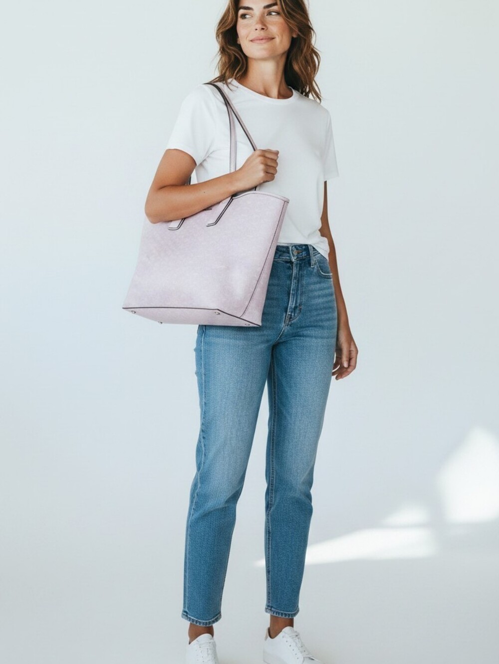 (2)Michael Kors Pale Pink Logo Tote with Light Blue Wallet - Picture 2 of 8